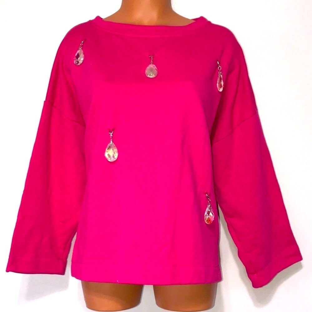 DX Collection Oversized Jewel Sweatshirt Pink Size Small